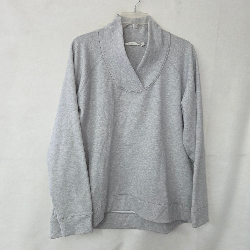Athleta Shawl Collar Pullover Women 2X Grey Wool Blend‎ Heathered 138496-02